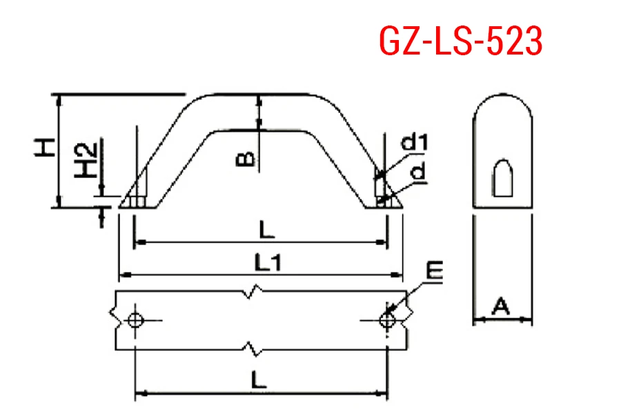Ручка ls 523 v образная алюминиевая чертеж