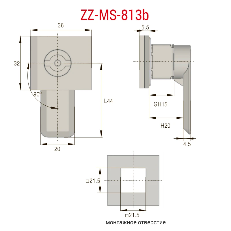 Замок кулачковый ms813b, глубина 15 мм